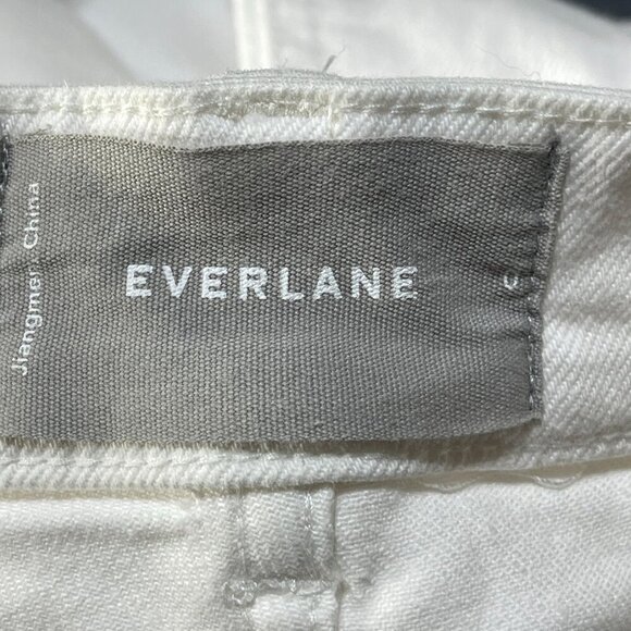 Everlane White Jeans STAIN Women's Straight Cropped Short Size 0 (READ) - Picture 4 of 7